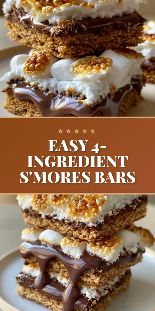 S'mores Bars with Gooey Milk Chocolate and Toasted Marshmallow Tops 4 A stack of gooey s'mores bars with thick graham cracker crust and toasted marshmallows on a cream plate. (s'mores bars)