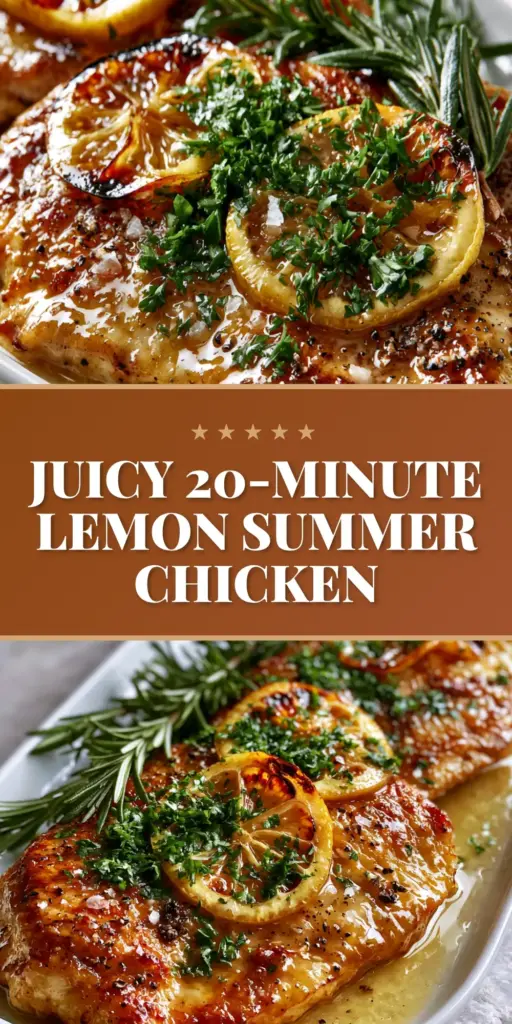 Summer Chicken Recipes: Pan-Seared Lemon Butter Chicken with Blistered Tomatoes 4 Golden seared chicken breasts with lemon butter glaze and blistered tomatoes on a white platter. (summer chicken recipes)