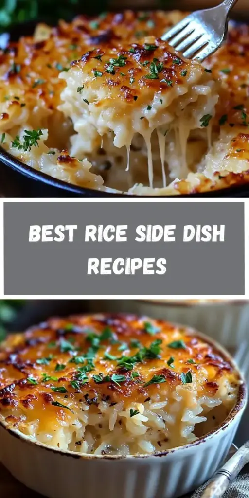 A close-up vertical shot of French Onion Soup Rice in a white dish featuring bubbly melted cheese and fresh thyme. (French Onion Soup Rice)