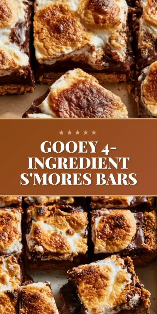 S'more Bars: The Ultimate Molten Chocolate and Toasted Marshmallow Treat 4 A thick, handheld s'more bar being lifted from a board showing a long gooey marshmallow string pull and molten chocolate. (s'more bars)