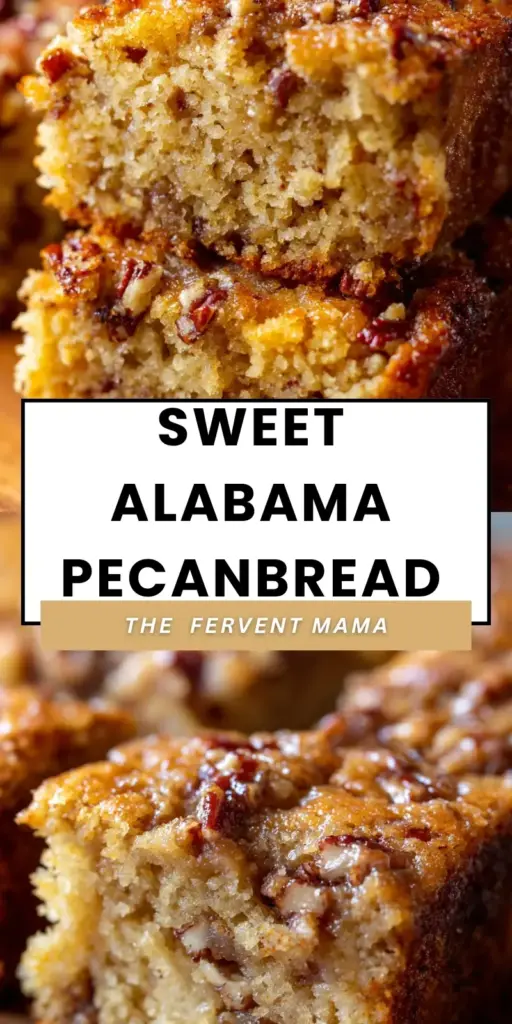 Alabama Pecan Bread: The Ultimate Southern Nut Bread Recipe 4 A thick rectangular slice of golden-brown Alabama Pecan Bread with a crackled caramelized sugar crust and toasted pecans on a white plate.
