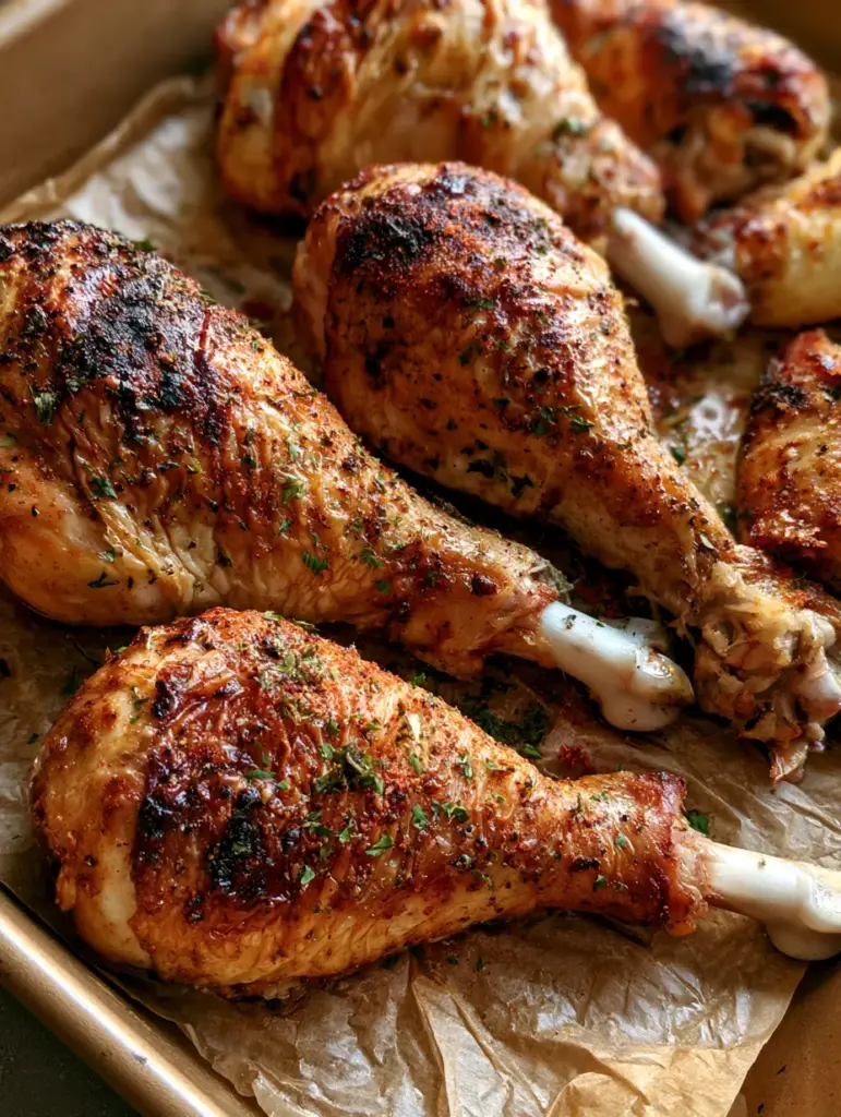 Oven Baked Chicken Drumsticks: The Ultimate Crispy & Juicy Guide 1 Overhead view of several Oven Baked Chicken Drumsticks showing glistening oil and paprika seasoning.
