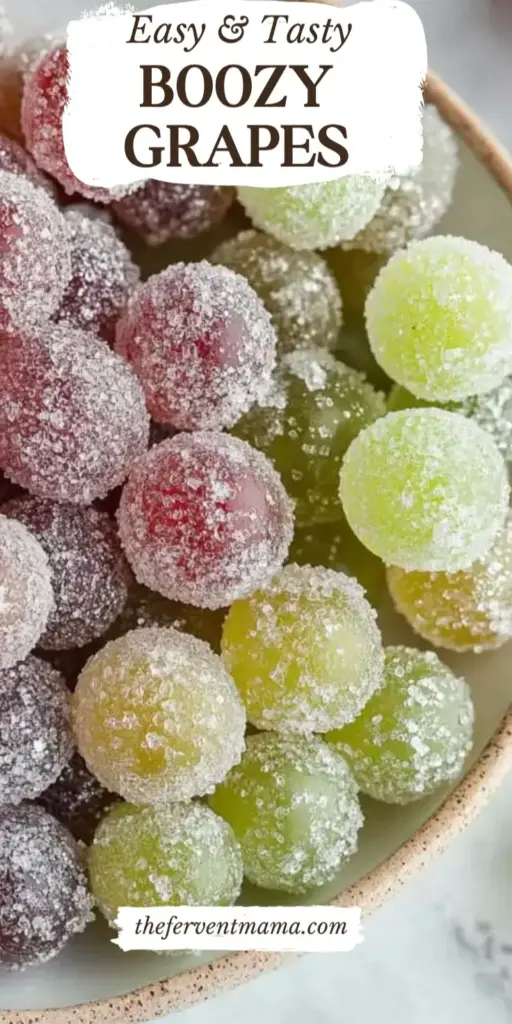 A clear bowl of Boozy Grapes coated in coarse sugar crystals with a White Claw can in the background.