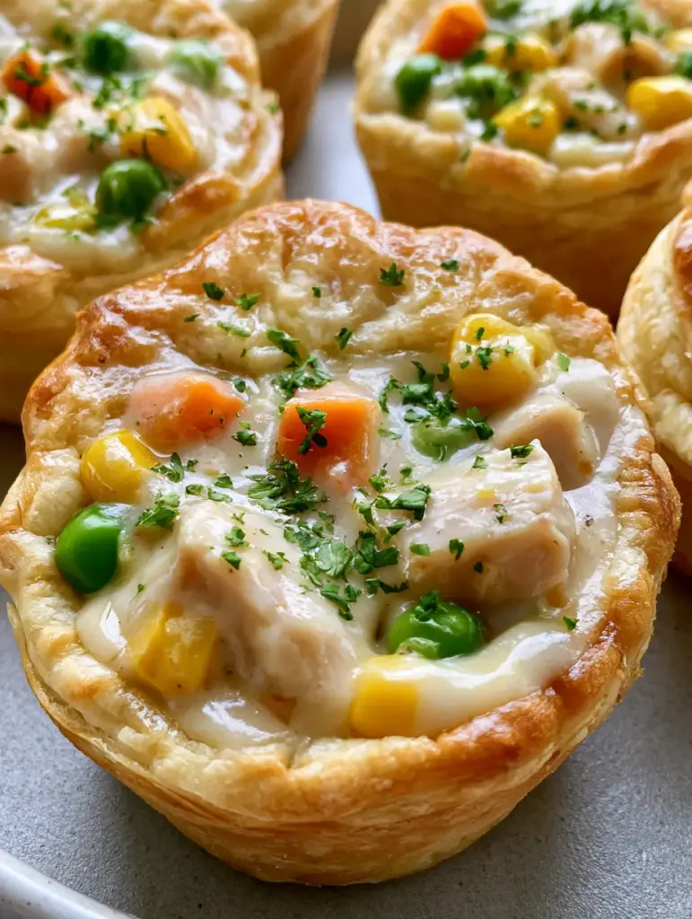 Chicken Pot Pie Bites: The Ultimate Flaky Muffin Tin Appetizer 1 A batch of baked Chicken Pot Pie Bites arranged on a grey surface in natural light.