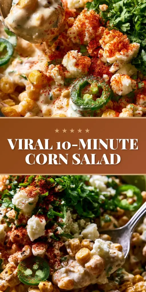 Corn Salad: The Ultimate Fire-Charred Mexican Street Corn Recipe 4 A top-down macro shot of a vibrant Mexican Street Corn Salad in a matte black bowl with fire-charred corn, thick crema, and fresh cilantro.