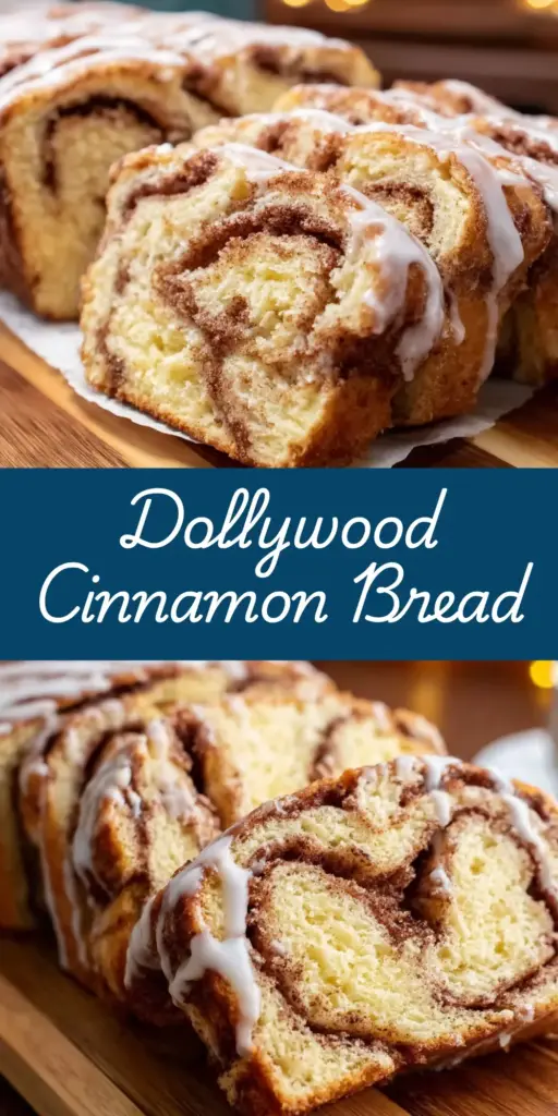 Dollywood Cinnamon Bread: The Famous Grist Mill Copycat Recipe 4 A close-up of Dollywood Cinnamon Bread with thick vertical layers, caramelized cinnamon sugar, and white vanilla icing drips.