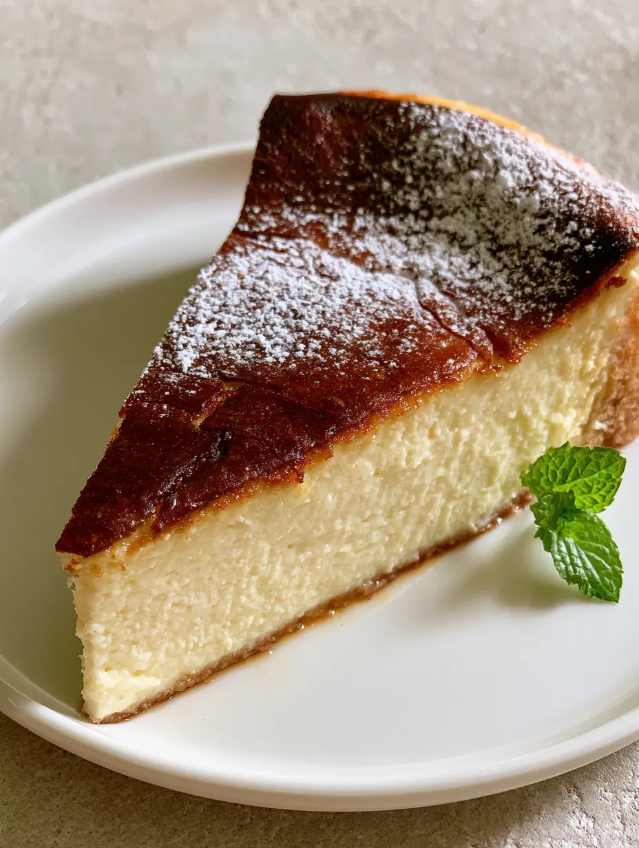 Sicilian Ricotta Cheesecake: The Authentic Crustless Italian Dessert 4 A triangular slice of Sicilian Ricotta Cheesecake showing the ivory interior and dark golden-brown top surface. (Sicilian Ricotta Cheesecake)