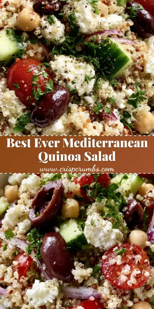 A smartphone photo of a white ceramic bowl filled with Mediterranean Quinoa Salad featuring cherry tomatoes, cucumbers, and feta.