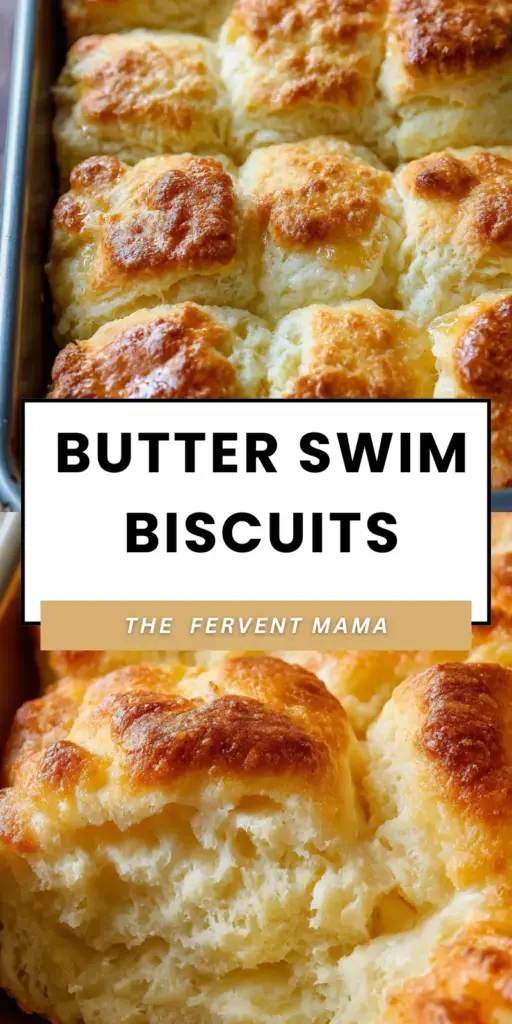 A square white ceramic baking dish containing nine thick, square-cut Butter Swim Biscuits with a craggy golden-brown crust.
