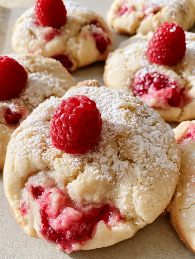 Lemon Raspberry Cookies: Thick and Soft Bakery-Style Recipe 1 A stack of Lemon Raspberry Cookies with visible fruit chunks and vibrant pink swirls.