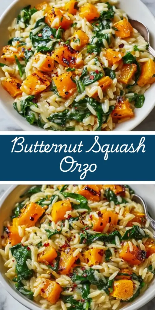 Butternut Squash Orzo: The Ultimate Creamy One-Pan Comfort Meal 3 A shallow ceramic bowl filled with creamy Butternut Squash Orzo, garnished with red pepper flakes and fresh green parsley on a linen surface. (Butternut Squash Orzo)