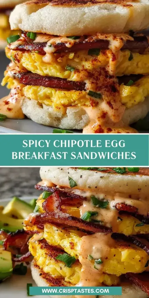 A close-up vertical shot of a Spicy Chipotle Egg Breakfast Sandwich with dripping orange sauce and charred sourdough bread.