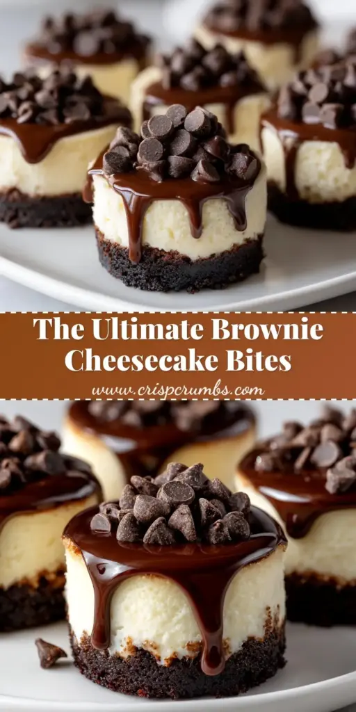 A stack of Brownie Bottom Cheesecake Bites showing the thick fudgy base and creamy ivory top with chocolate drizzle.