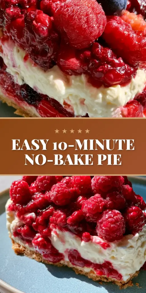 Summer pie recipes: The Ultimate No-Bake Mascarpone Berry Pie 4 A top-down view of a No-Bake Mascarpone Berry Pie in a white fluted dish with strawberries, blueberries, and mint. (Summer pie recipes)