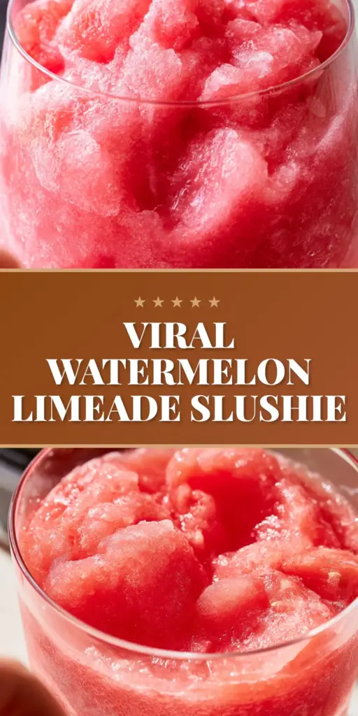 Leftover Watermelon Recipes: The Ultimate Frozen Limeade Slushie 3 A chic ribbed glass filled with a hot pink watermelon limeade slushie, featuring a lime zest rim and mint crown, highlighting leftover watermelon recipes.