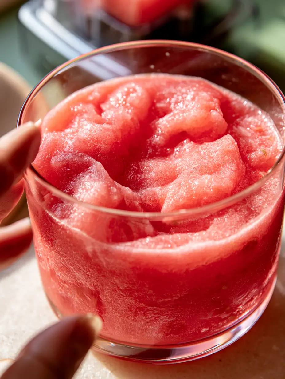 Leftover Watermelon Recipes: The Ultimate Frozen Limeade Slushie 4 Close up of frozen watermelon cubes and fresh lime zest for leftover watermelon recipes.