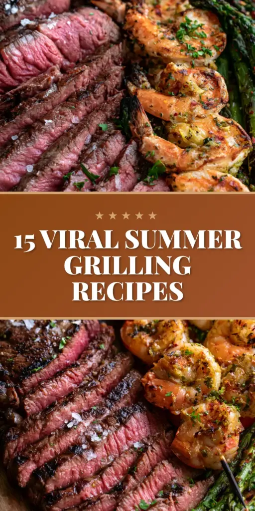Summer grilling recipes: The Ultimate Ribeye and Honey-Chipotle Chicken Platter 4 A close-up shot of a grilled ribeye steak with garlic butter and honey-chipotle chicken skewers. (summer grilling recipes)