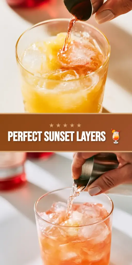 Malibu Bay Breeze Cocktail: The Ultimate Layered Tropical Escape 4 A handheld smartphone photo of a Malibu Bay Breeze Cocktail in a highball glass with distinct crimson and gold layers, charred pineapple, and heavy condensation.