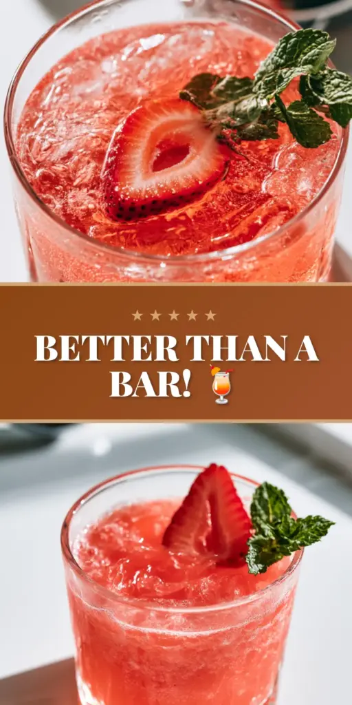 Fruity Summer Cocktail: The Ultimate Glowing Pink Nectar Refresher 4 Close-up of a pink and amber ombre fruity summer cocktail in a frosted crystal glass with blood orange and mint.