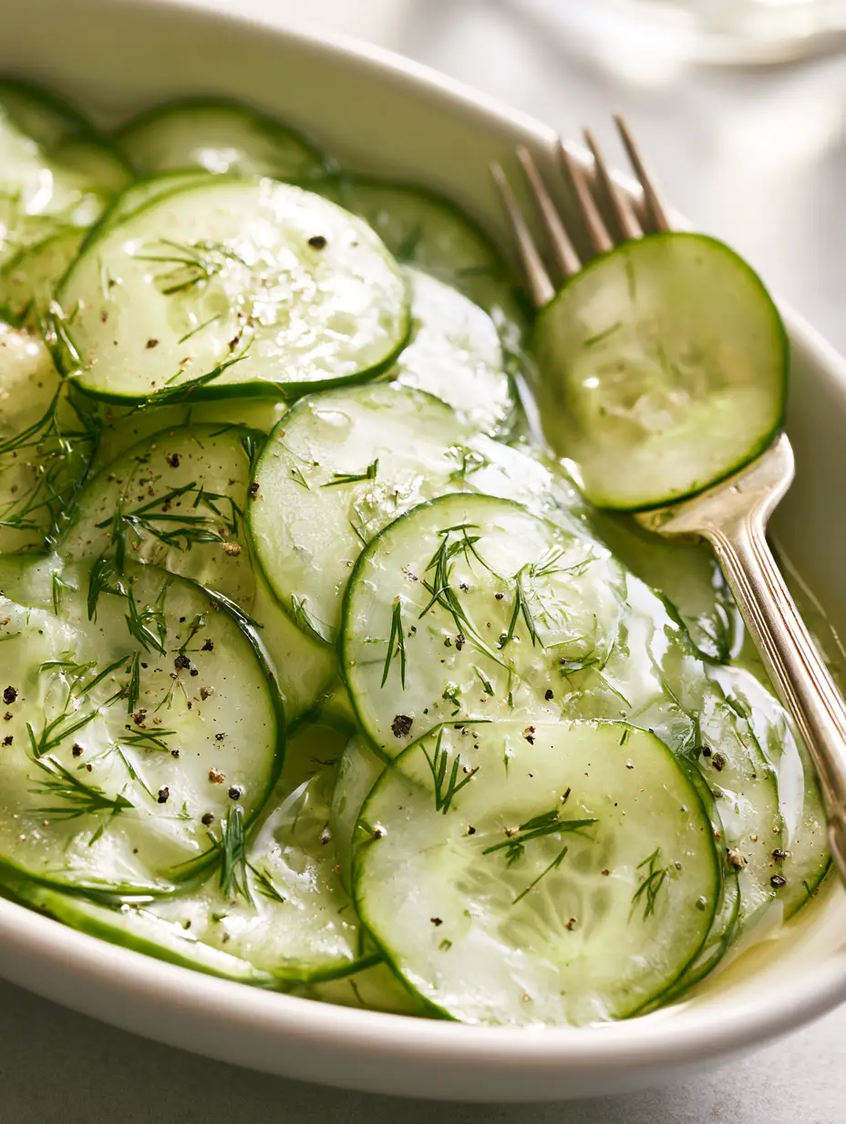 Overhead view of paper-thin English cucumbers and needle-thin red onions showing visual texture for cucumber salad recipes.