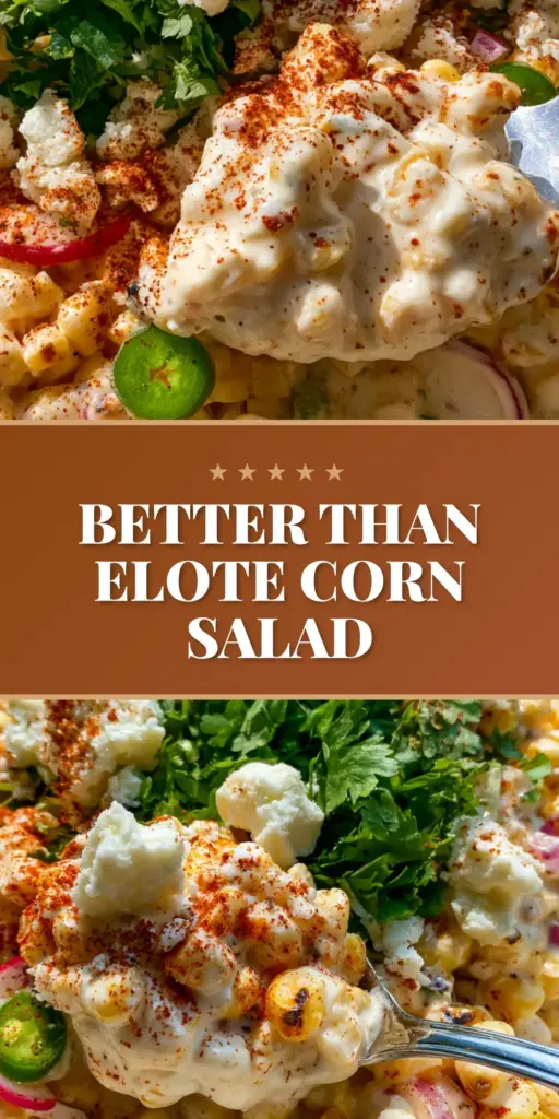A macro handheld photo of a creamy corn salad in a rustic white bowl with charred corn, radishes, and cilantro. (creamy corn salad)