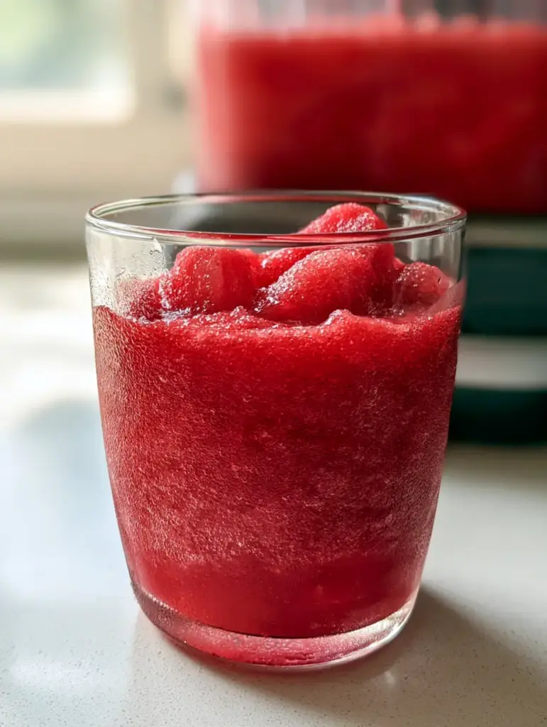 A silver spoon scooping a mound of red and blue slushie. (slushie machine recipes)