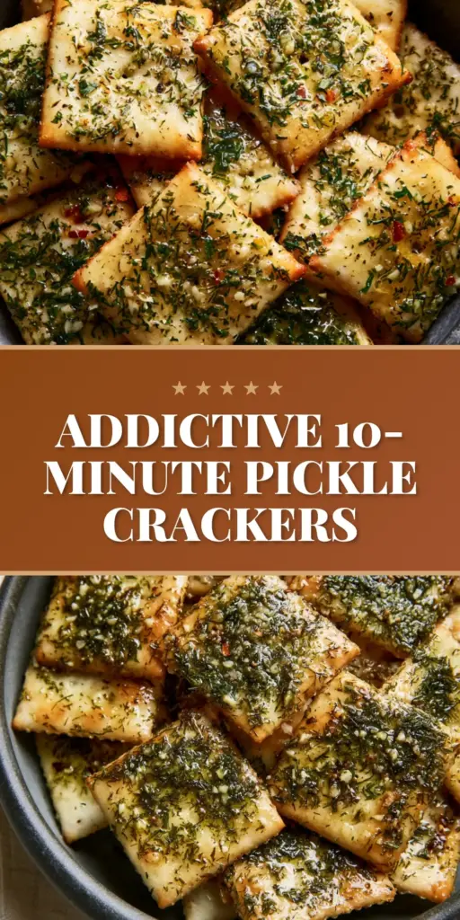 dill pickle saltines: The Ultimate Crispy, Tangy Snack Recipe 4 A close-up vertical shot of seasoned dill pickle saltines showing the glistening oil and herb coating, perfect for a Pinterest snack pin.