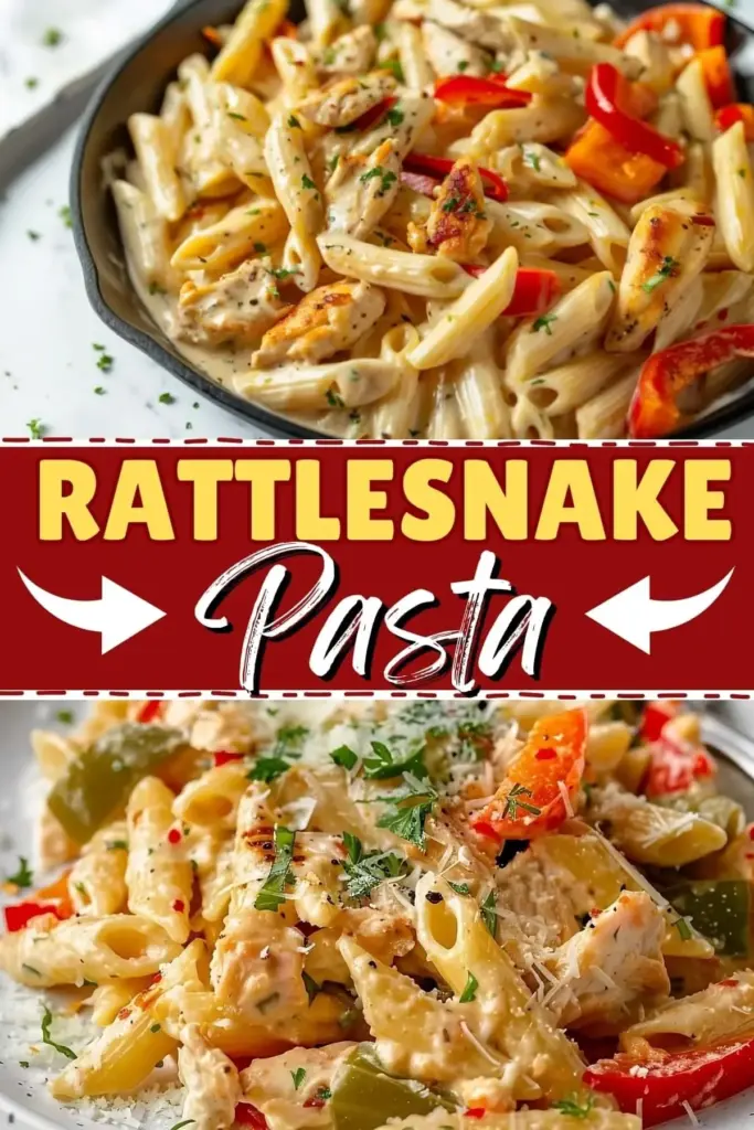 Rattlesnake Pasta Recipe: The Ultimate Creamy Chicken Penne with a Kick 4 A shallow white bowl filled with creamy Rattlesnake Pasta topped with seared chicken, jalapenos, and cilantro. (Rattlesnake Pasta Recipe)