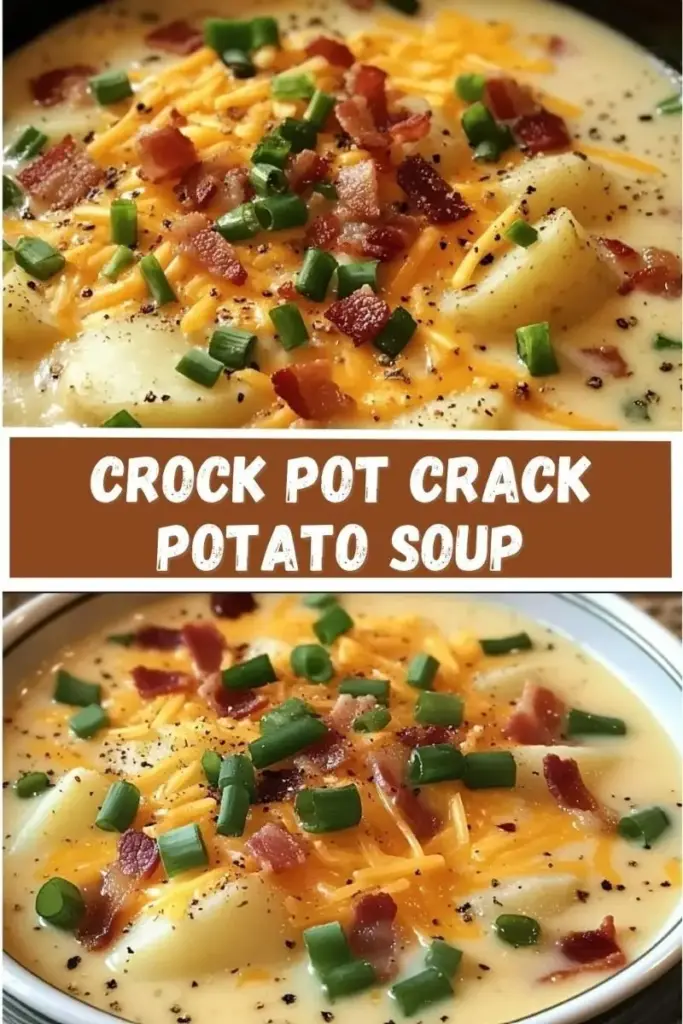 Crock Pot Potato Soup: The Ultimate Creamy Comfort Food Guide 3 A top-down view of a creamy white bowl of Crock Pot Potato Soup topped with melting orange cheese, crispy bacon, and green onions on a rustic wood table.