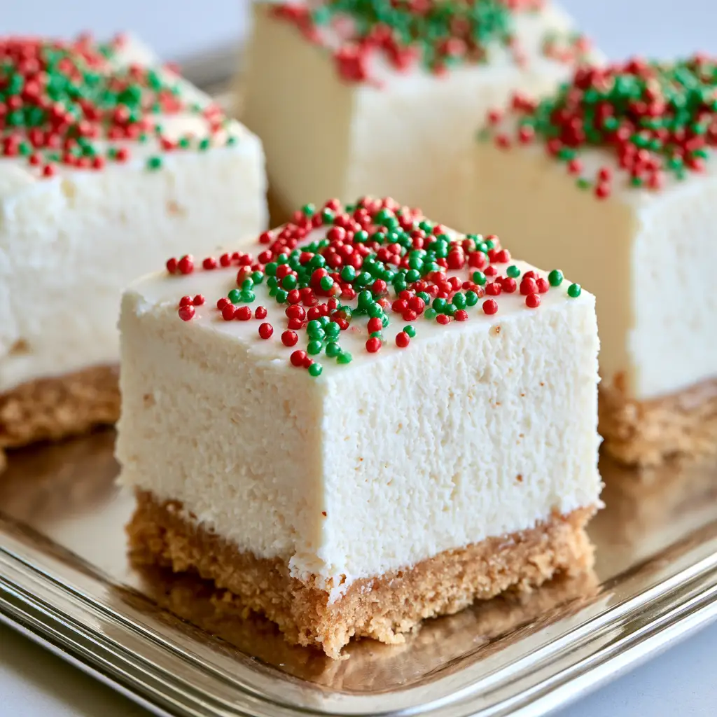 A batch of No-Bake Christmas Cheesecake Bites arranged on a clean background.