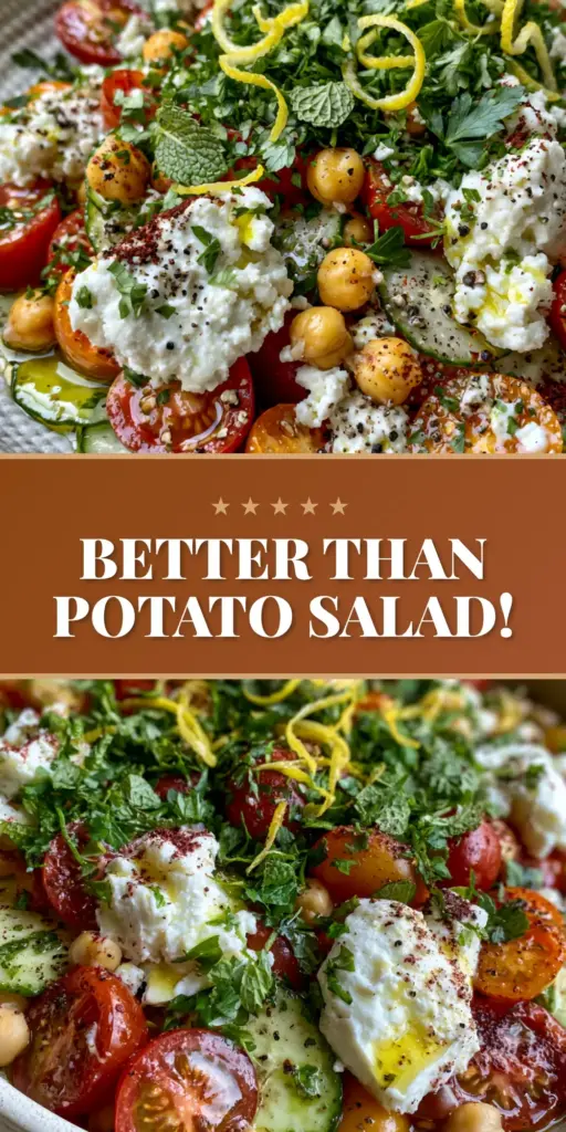 A vibrant Mediterranean chickpea and cucumber salad in a white bowl, perfect for summer side dishes.