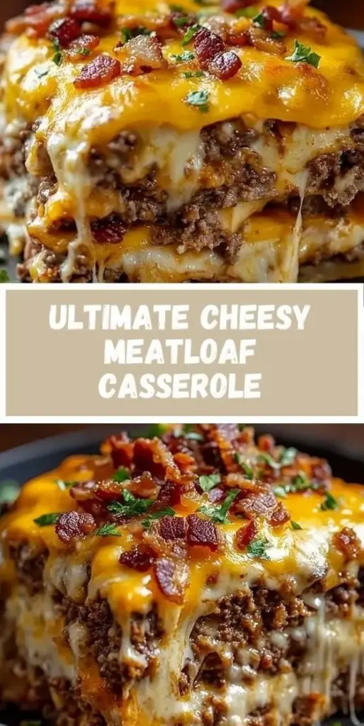 A handheld smartphone photo of Cheesy Meatloaf Casserole in a white dish, featuring layers of beef, mashed potatoes, and bubbling cheddar with bacon and scallions.