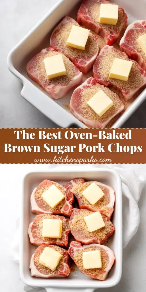 A top-down view of Brown Sugar Pork Chops in a white ceramic dish with a glossy reddish-brown glaze and charred edges.