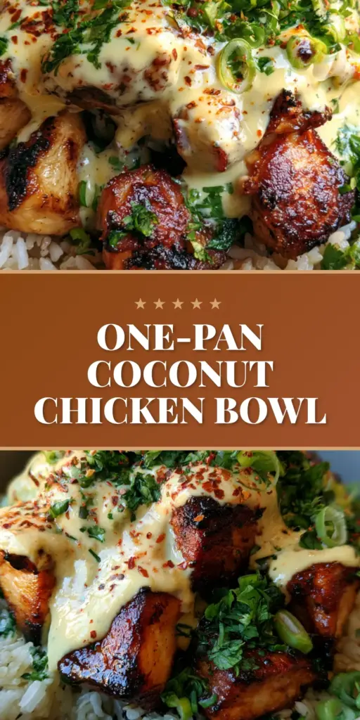 Coconut Chicken Rice Bowl: The Ultimate Creamy and Charred Weeknight Dinner 3 A minimalist matte-grey ceramic bowl filled with fluffy jasmine rice and charred coconut chicken cubes, garnished with cilantro and chili flakes. (Coconut Chicken Rice Bowl)
