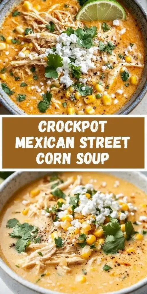 Mexican Street Corn Soup Crockpot: Creamy and Charred Elote Recipe 4 A handheld smartphone photo of a white ceramic bowl filled with creamy Mexican Street Corn Soup Crockpot recipe, garnished with cotija and paprika.