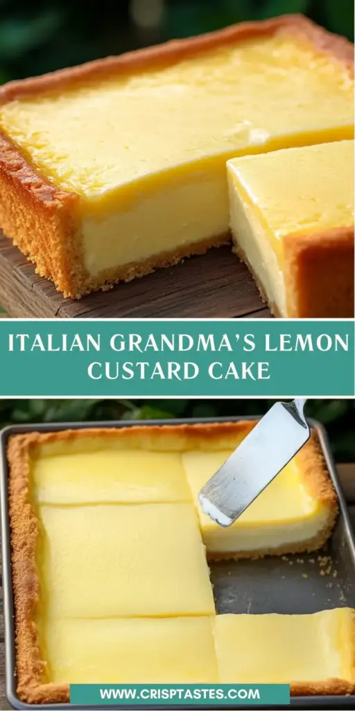Italian Lemon Custard Cake: The Ultimate Creamy Torta della Nonna 4 A vertical slice of Italian Lemon Custard Cake showing thick yellow filling and toasted pine nuts on top. (Italian Lemon Custard Cake)