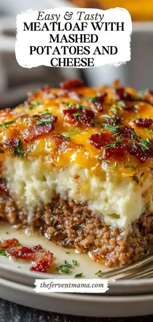 A close up smartphone photo of Mashed Potato Topped Meatloaf in a white dish with melted bubbly cheddar and green parsley.