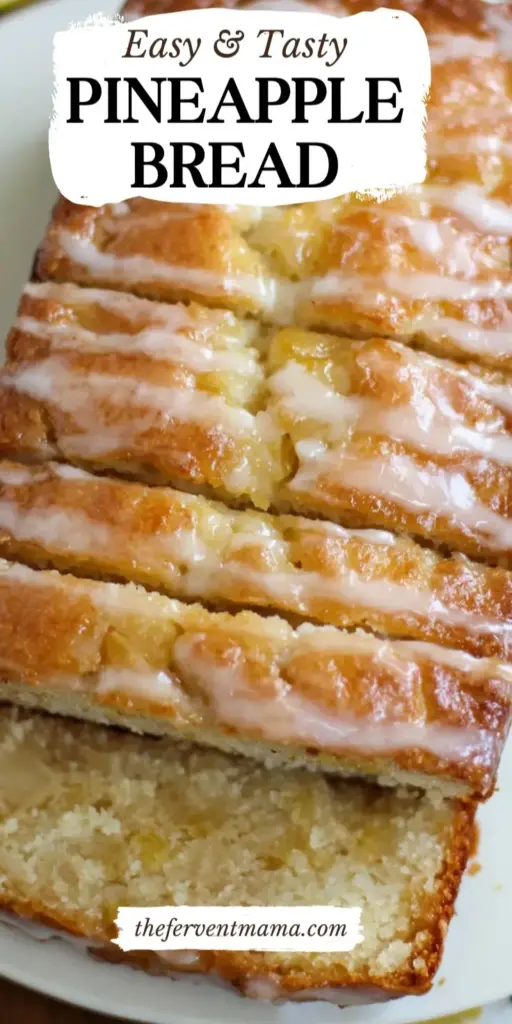 Pineapple Bread Recipe: Moist, Tropical Quick Bread with Crushed Pineapple 4 A thick rustic slice of Pineapple Bread with a dense pale golden crumb and sweet yellow crushed pineapple chunks on a minimalist background.