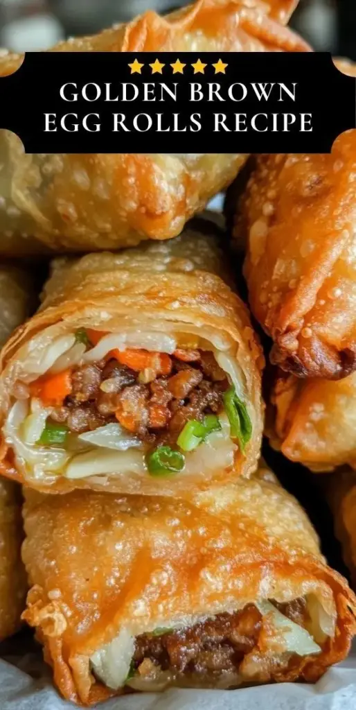 A tall stack of Crispy Homemade Egg Rolls on a white plate showing bubbly, golden-brown fried wrappers and green scallion garnish.