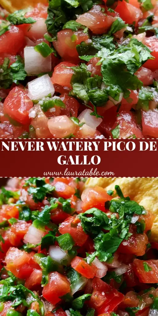 A close-up of authentic chunky Pico de Gallo in a rustic bowl with a thick-cut tortilla chip scooping the salsa.